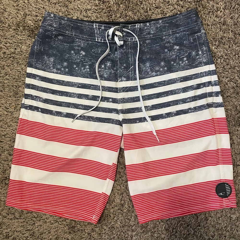O’Neill American Flag Swim Boardshorts, men’s size 30